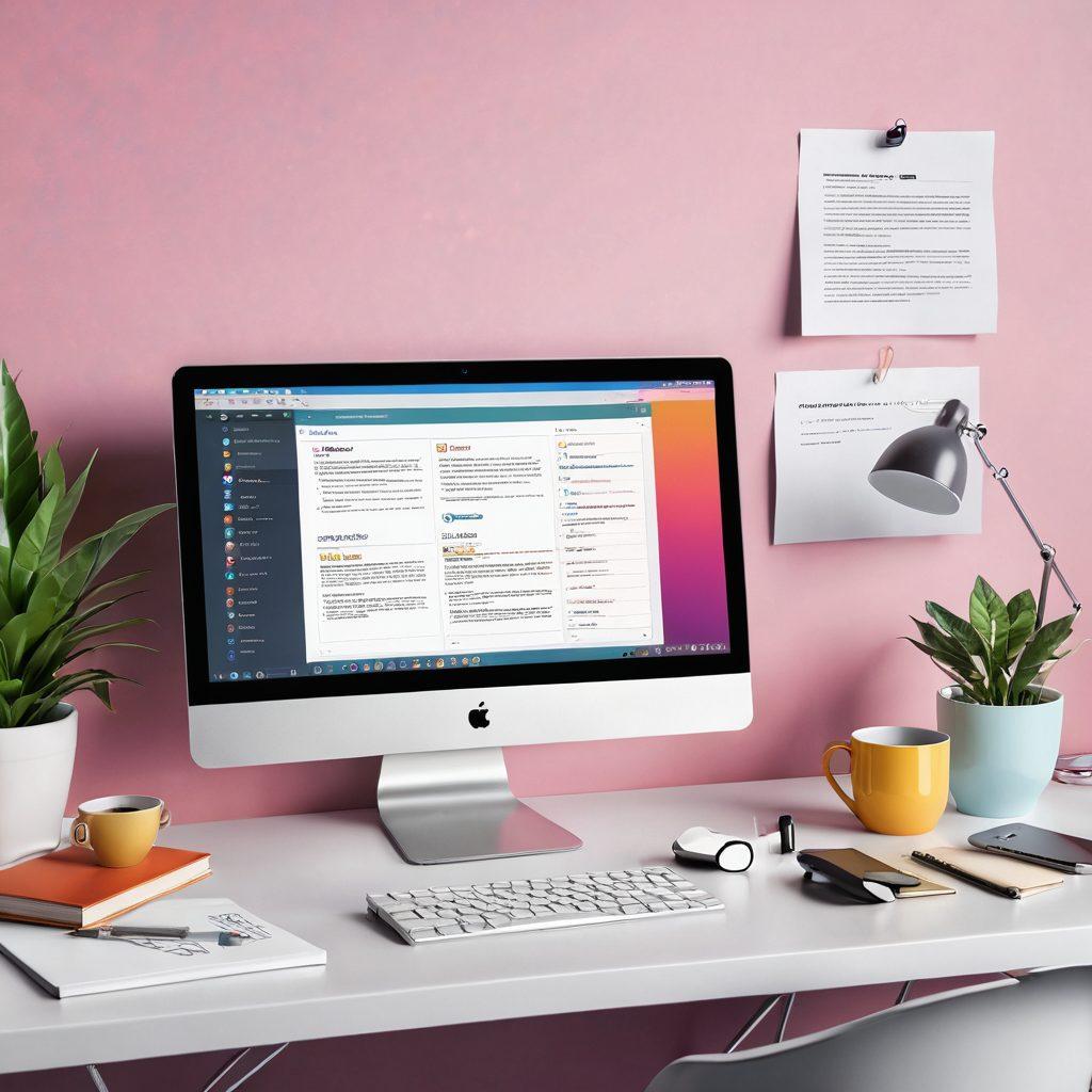 A sleek workspace showcasing a computer screen displaying PDF and JPEG files side by side, with various conversion tools and icons surrounding them. Include a cup of coffee and a notepad for an inviting touch. The background should feature a soft gradient representing ease and efficiency. bright colors. 3D.